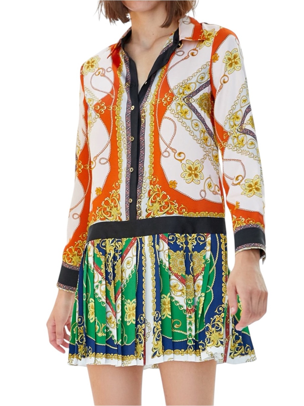NWT ZARA Patchwork Chain Baroque Dress L
